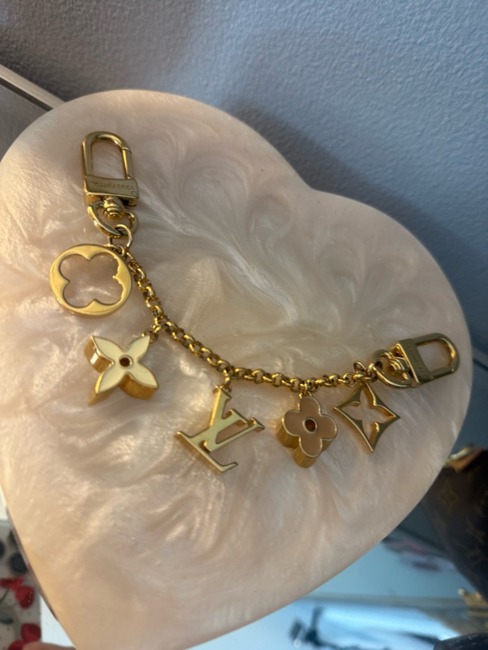Louis Vuitton Gold and Pink Fleur de Monogram Bag Charm Chain